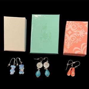 3/$33 - 3 pairs of artisan-designed dangle earrings, each comes with gift box